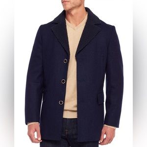 Men’s wool overcoat. Navy blue. Size M